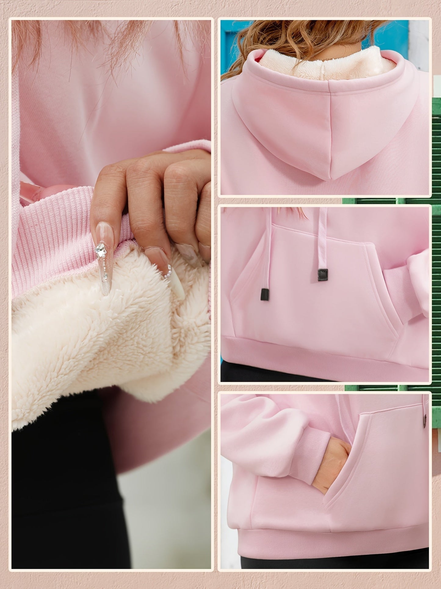 đ€ Womenâs Winter Velvet Hoodie â Solid Color Warm Sweatshirt