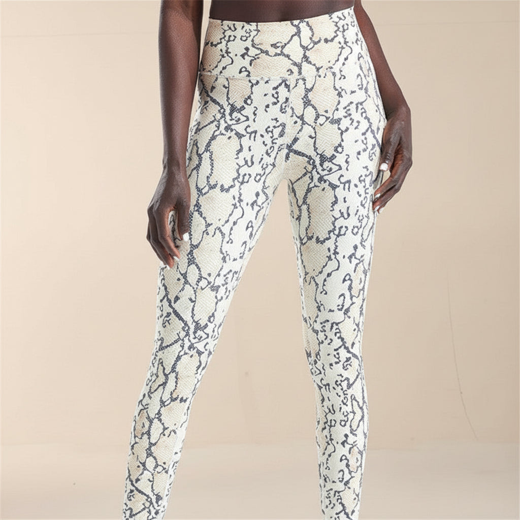 Cropped High-Waisted Leggings β Snake Print Workout Pants