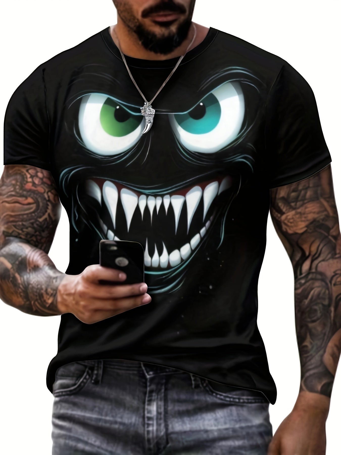 3D Evil Smile Shirt for Men β Streetwear Graphic Short Sleeve Tee