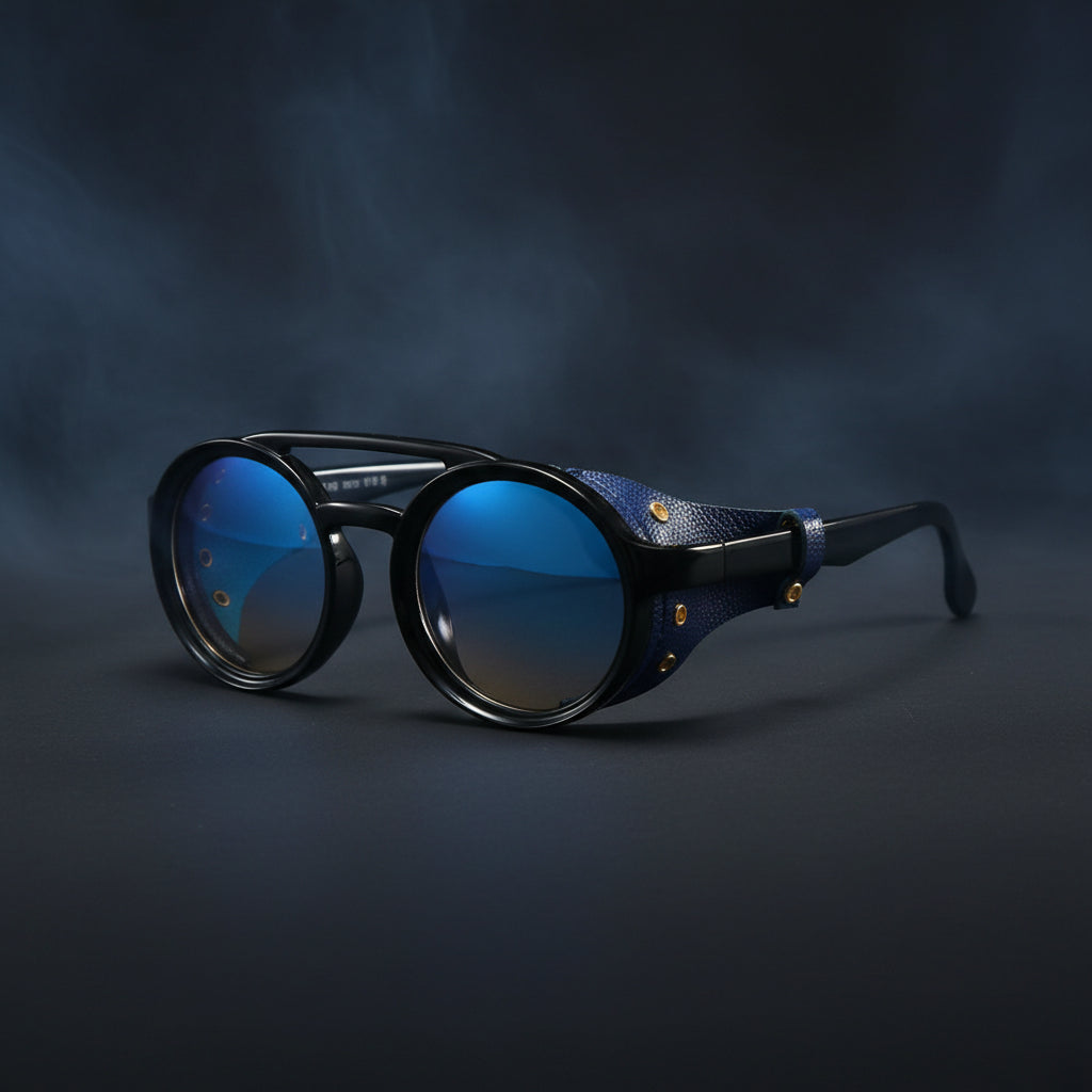 Retro Round Leather Frame Sunglasses – Vintage Fashion Eyewear