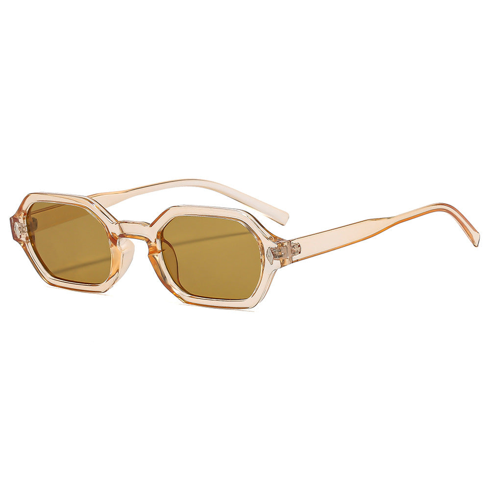Polygonal Small-Frame Sunglasses – Hexagonal Unisex UV Protection