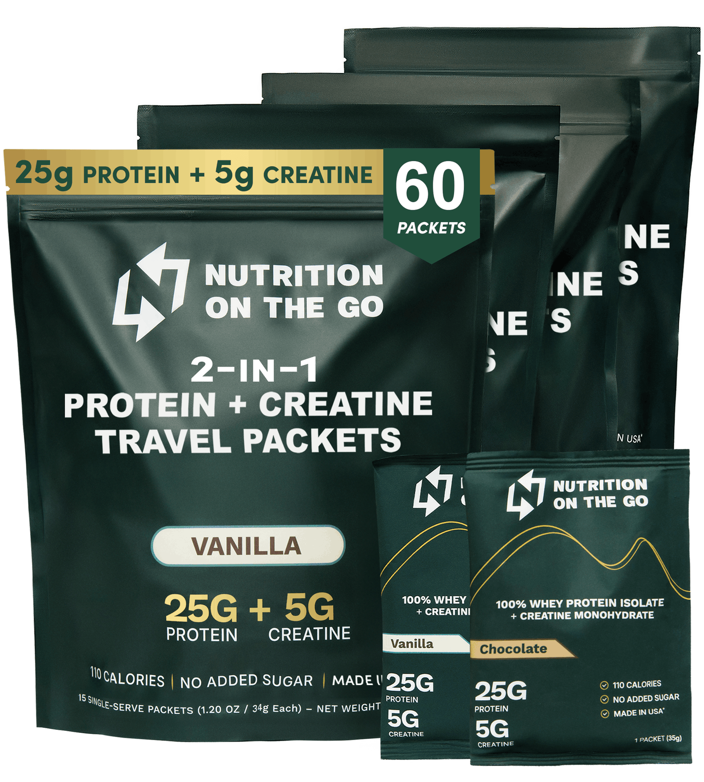 2-in-1 Whey Protein Isolate + Creatine Travel Packets