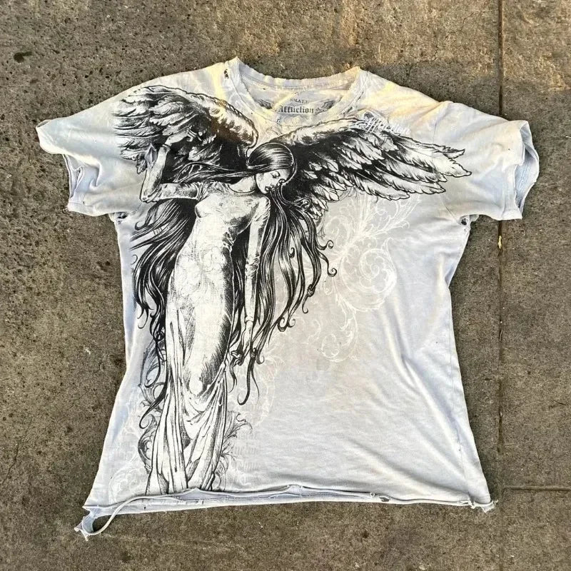 π Pure Cotton Retro Skull Print T-Shirt