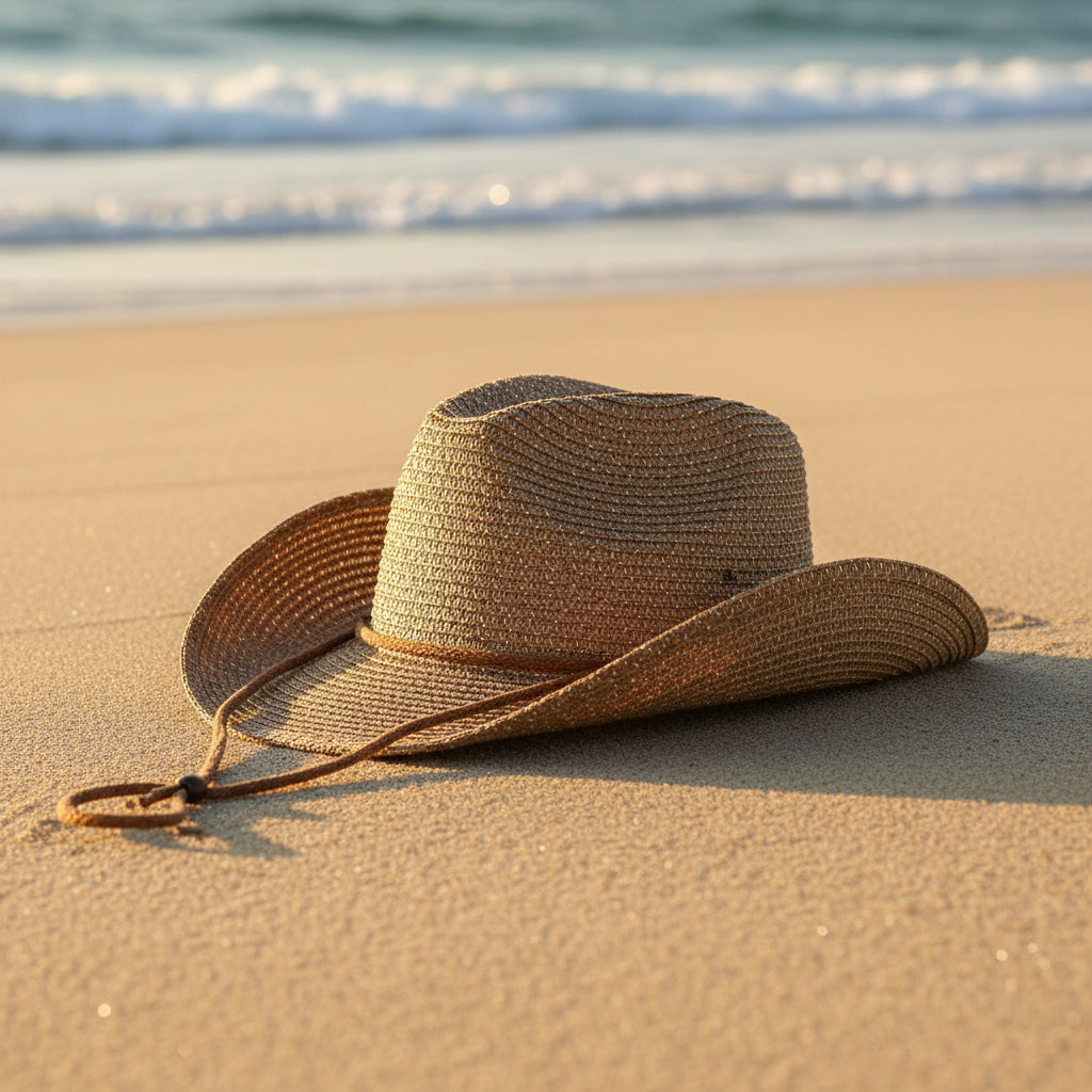 Women's Panama Straw Woven Sun Hat – Windproof Sequin Detail Beach Hat