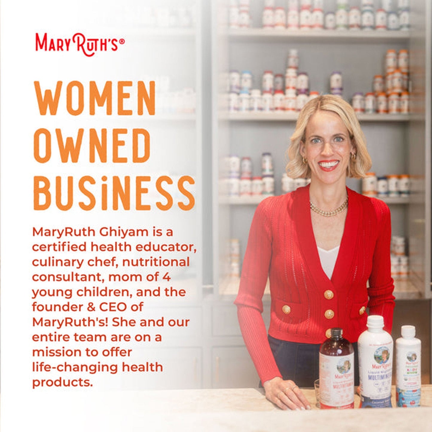 Multivitamin Supplement Mary Ruth's® Liquid Morning Multivitamin + Hair Growth Vitamin A / C / D / E 1,010 mcg - 90 mg - 20 mcg - 18 mg Strength Liquid 30 oz. Peach Mango Flavor BL-AD-MHG-CV-PSF-30Z-UN-01