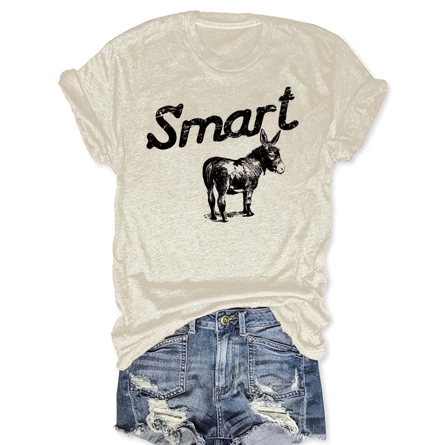 Women's Round Neck Short Sleeve T-Shirt - Casual Summer Top