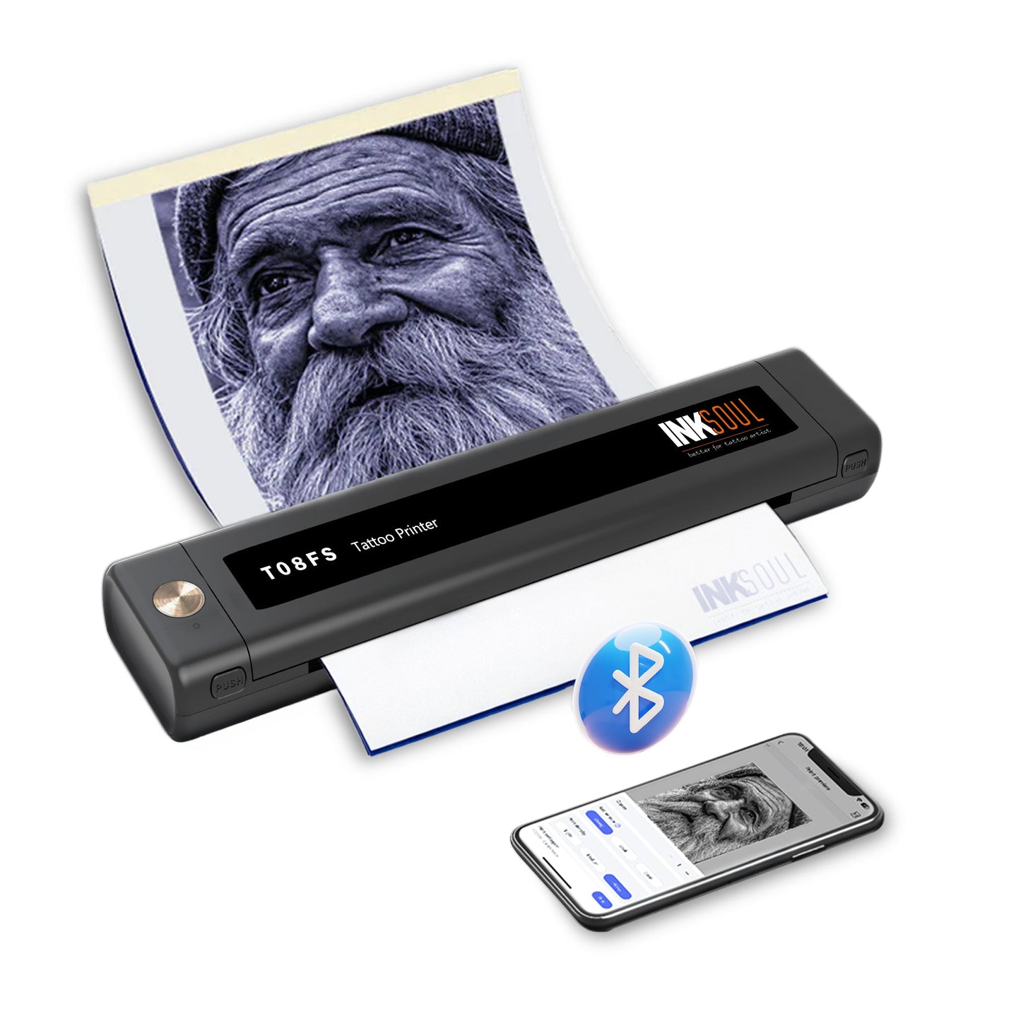 INKSOUL® T08FS Wireless Tattoo Transfer Stencil Printer-Can print shadows