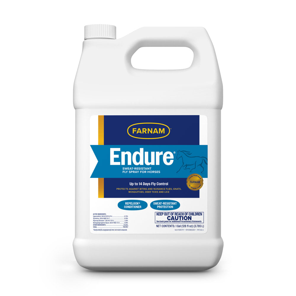 Farnam Endure Sweat-Resistant Fly Spray for Horses Water-Based 14-Day Protection Gallon