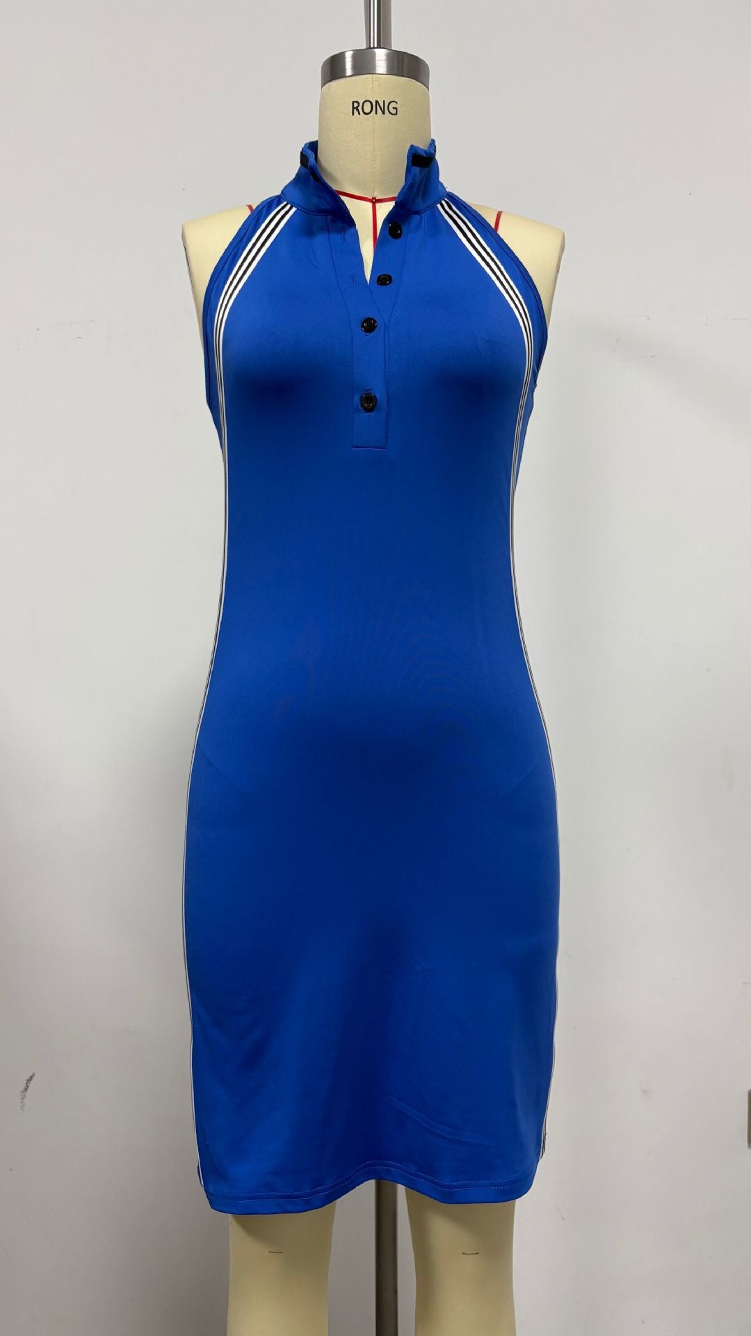 Women’s Sleeveless Button-Up Collar Shirt Dress