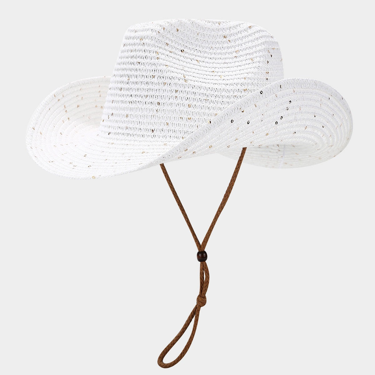 Women's Panama Straw Woven Sun Hat – Windproof Sequin Detail Beach Hat