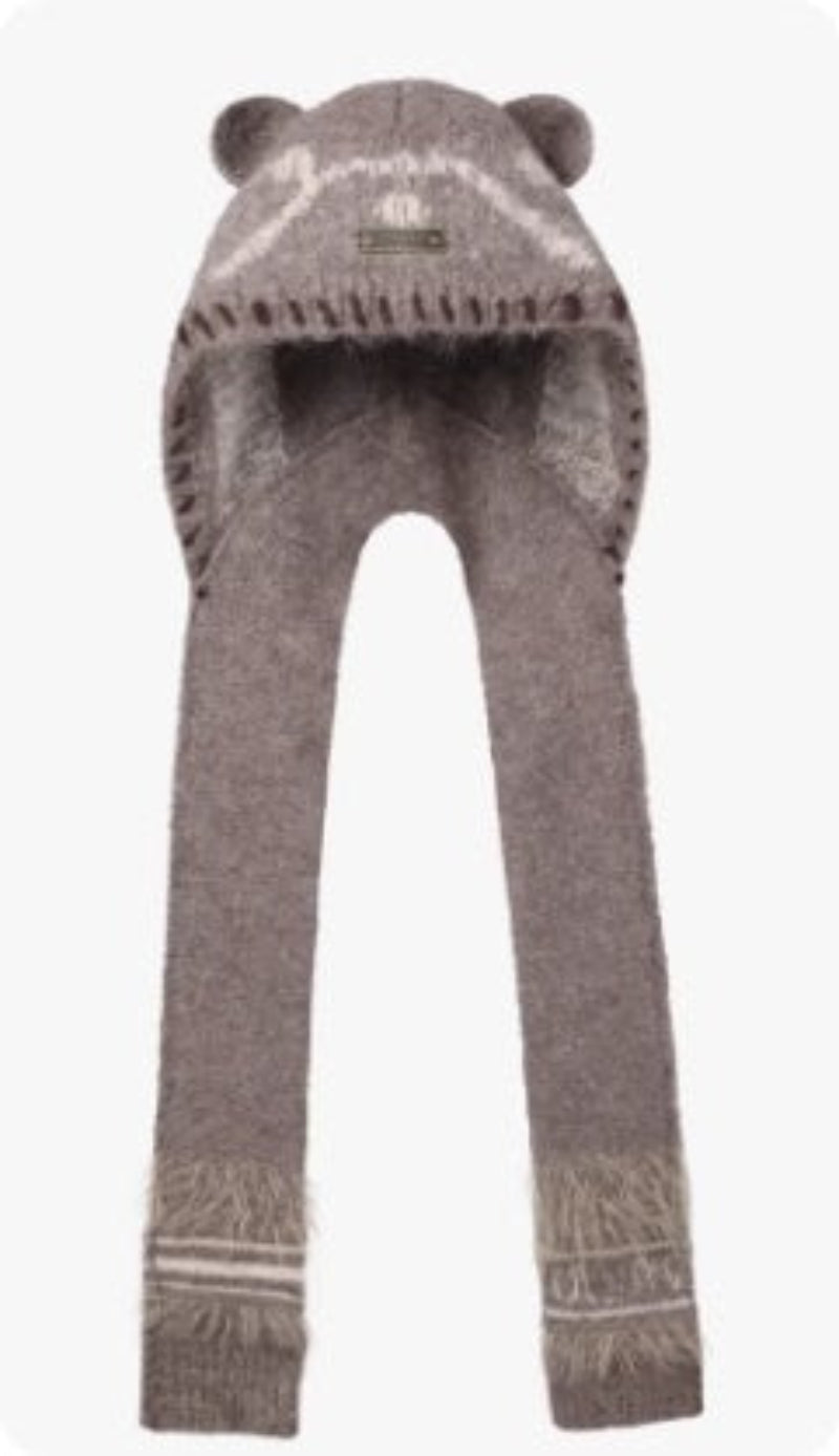 Women’s Cute Bear Ear Knitted Hat – Warm Ear-Covering Winter Beanie