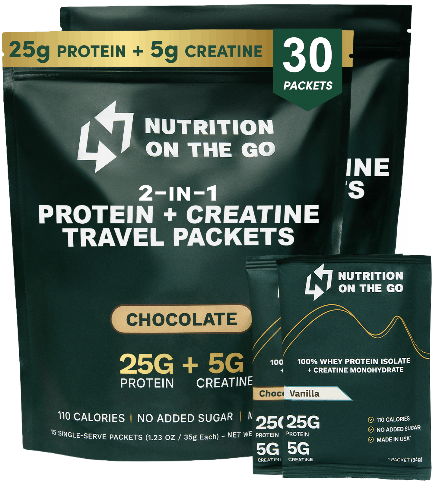 2-in-1 Whey Protein Isolate + Creatine Travel Packets