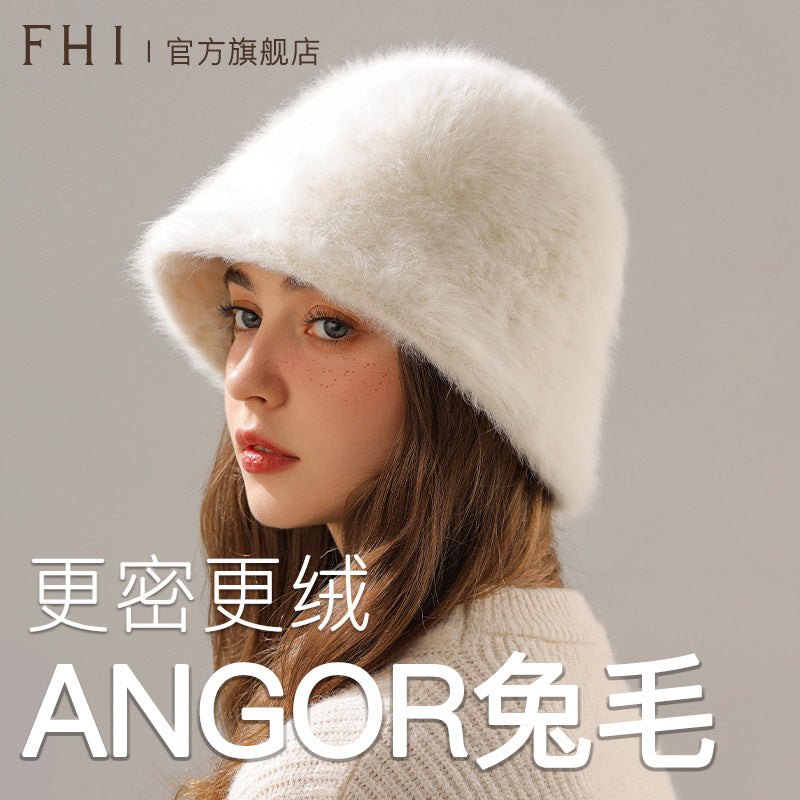Women’s Real Rabbit Plush Hat – Big Head Circumference Warm Winter Hat