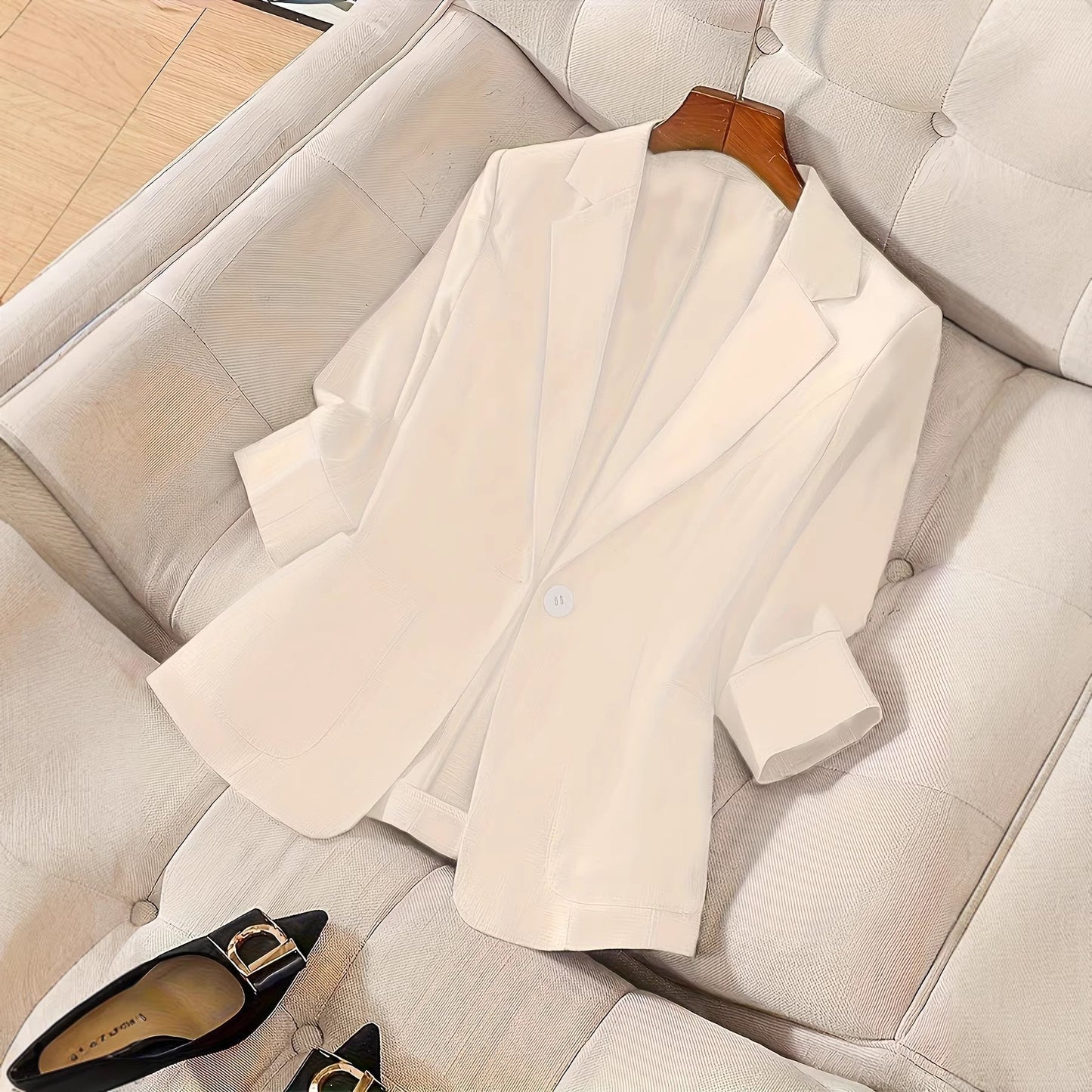 Women's Three-Quarter Sleeve Single-Button Casual Blazer