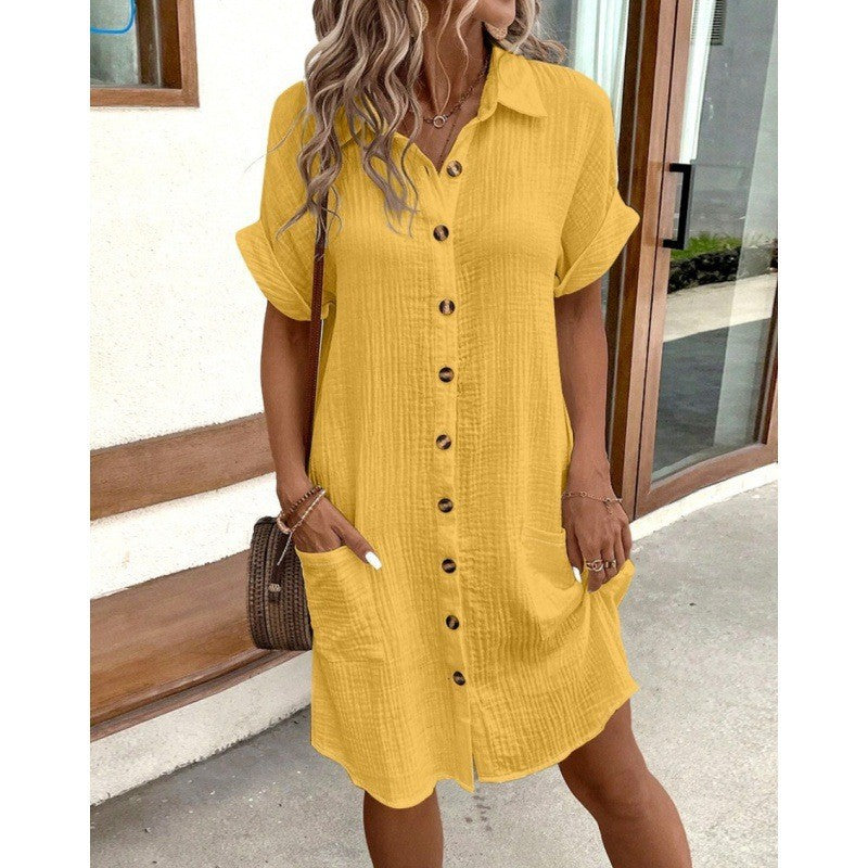 Women’s Ruffle Hem Shirt Dress – Loose Fit Summer Holiday Style