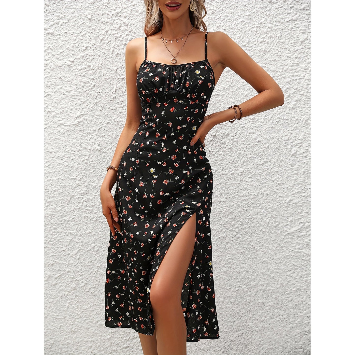 🌸 Women's Polka Dot Suspender Maxi Dress – Summer Elegance with a Flirty Twist