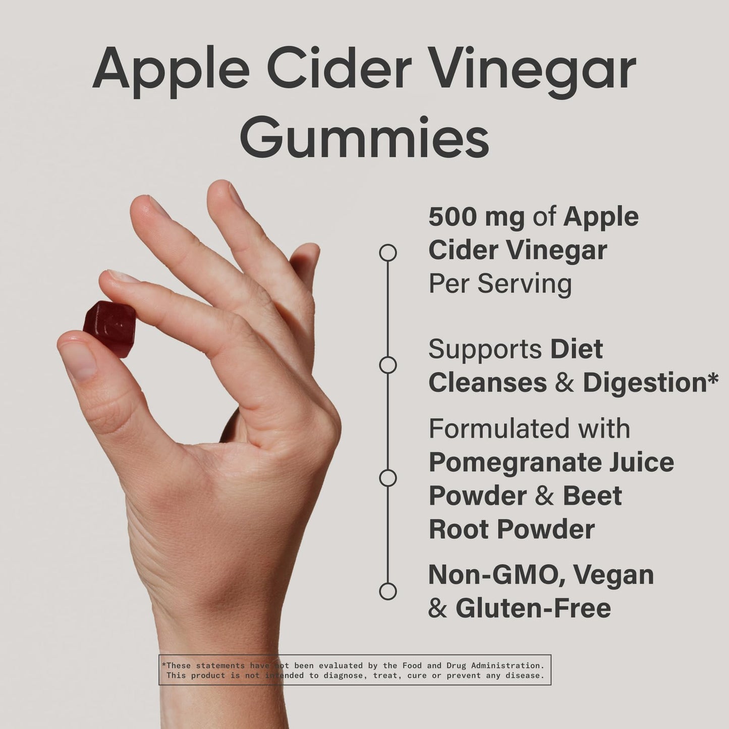 Sports Research Organic Apple Cider Vinegar Gummies – 500 mg, Sugar-Free, 60 Count