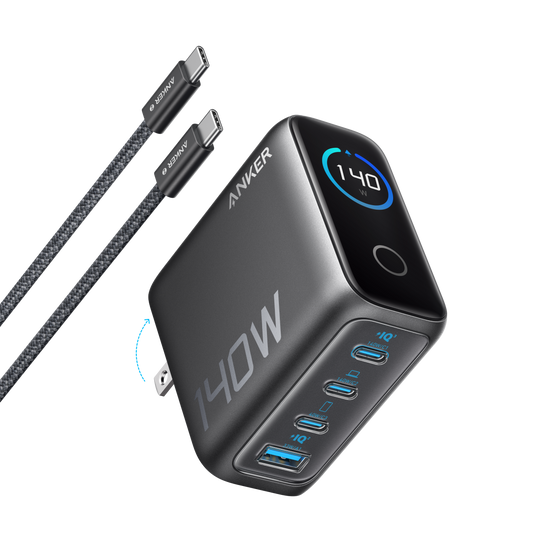 Cargador Anker (140W, 4 puertos, PD 3.1) con cable USB-C