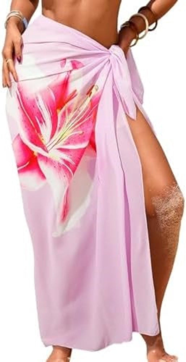 Sheer Chiffon High-Slit Swim Cover-Up Dress