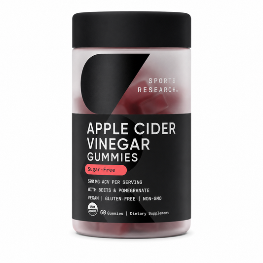 Gomitas de vinagre de sidra de manzana orgánico Sports Research – 500 mg, sin azúcar, 60 unidades