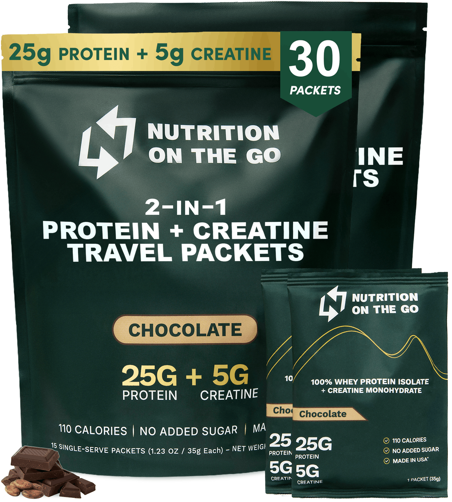 2-in-1 Whey Protein Isolate + Creatine Travel Packets