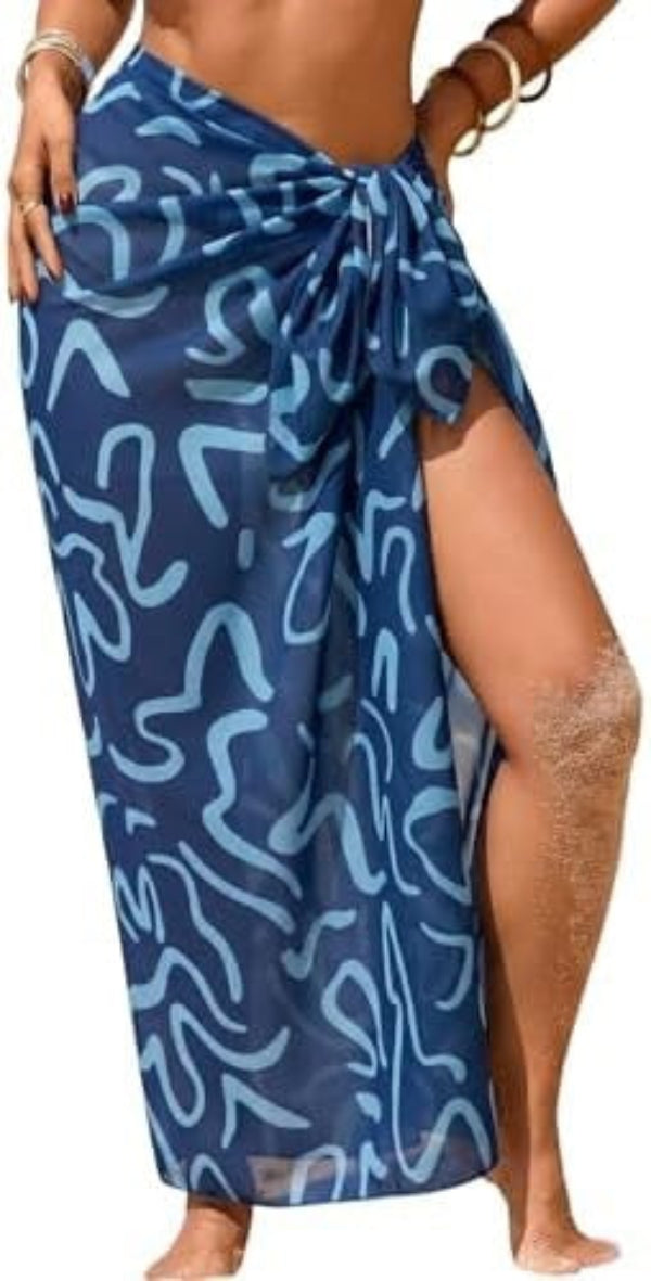 Sheer Chiffon High-Slit Swim Cover-Up Dress