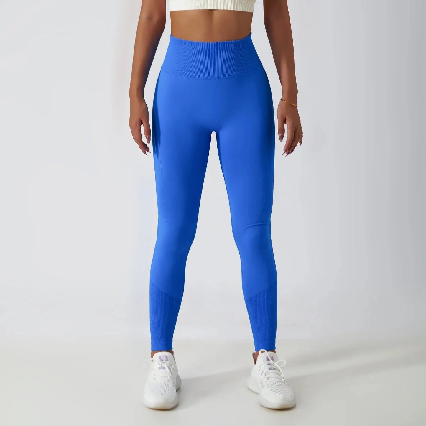 Seamless Ribbed Yoga Leggings – Tummy Control Fit