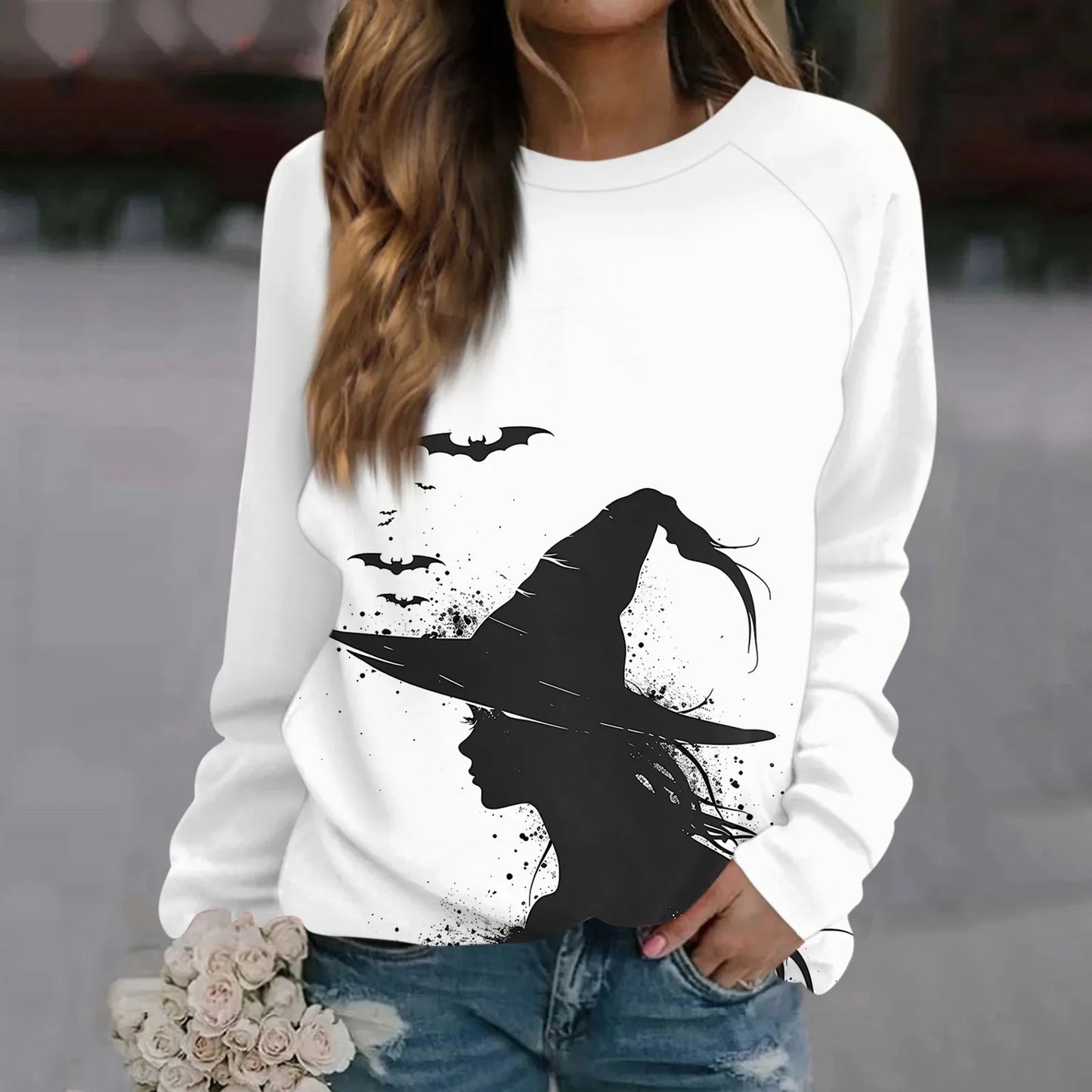 🎃 Vintage Pumpkin Print Long Sleeve T-Shirt – Harajuku Halloween Graphic Tee