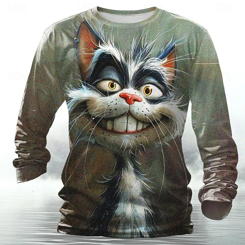 🐅 3D Animal Print Long Sleeve T-Shirt – Harajuku Hip-Hop Streetwear