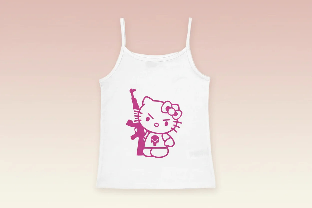 Y2K Hello Kitty Crop Top – Emo Girls Vintage Punk Tank