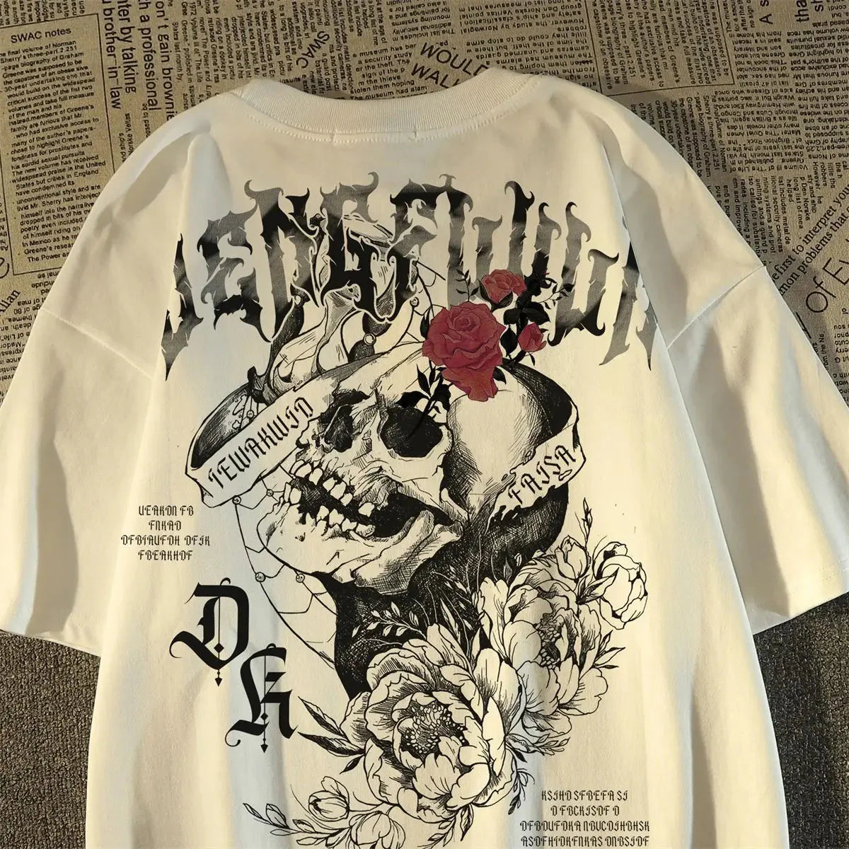 💀 Pure Cotton Retro Skull Print T-Shirt