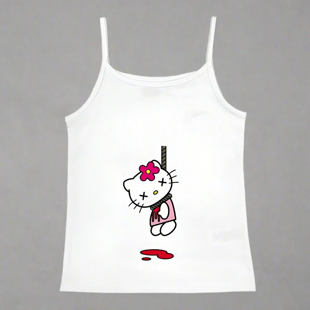 Y2K Hello Kitty Crop Top – Emo Girls Vintage Punk Tank