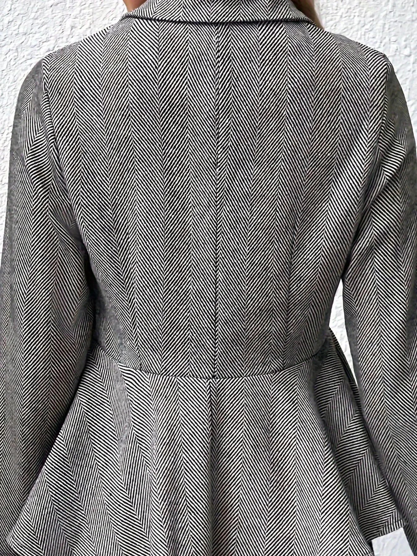Women’s Plus-Size Solid Color Peplum Jacket – Casual Outerwear
