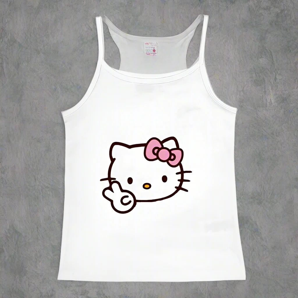 Y2K Hello Kitty Crop Top – Emo Girls Vintage Punk Tank