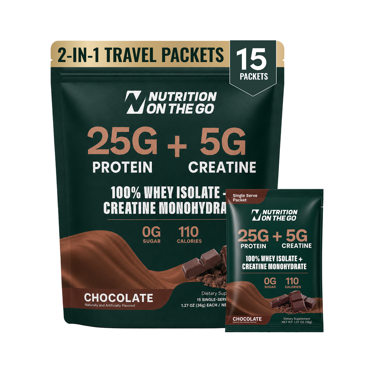 Sobres de viaje de Aislado de Proteína de Suero de Leche + Creatina 2 en 1