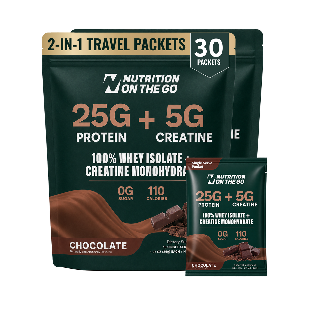 Sobres de viaje de Aislado de Proteína de Suero de Leche + Creatina 2 en 1