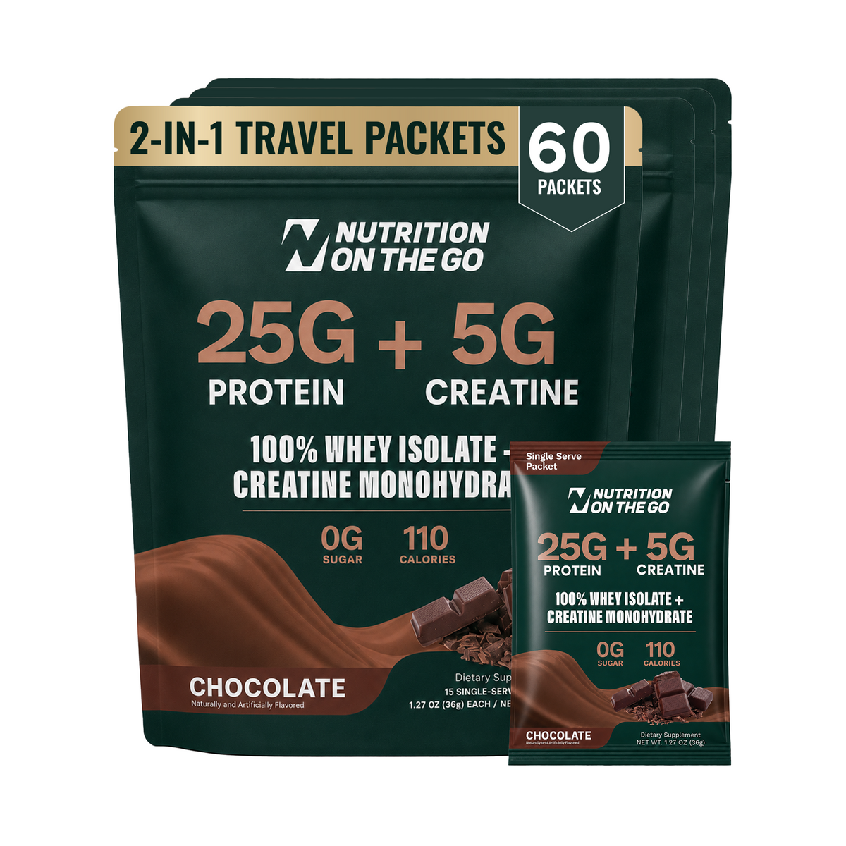 Sobres de viaje de Aislado de Proteína de Suero de Leche + Creatina 2 en 1