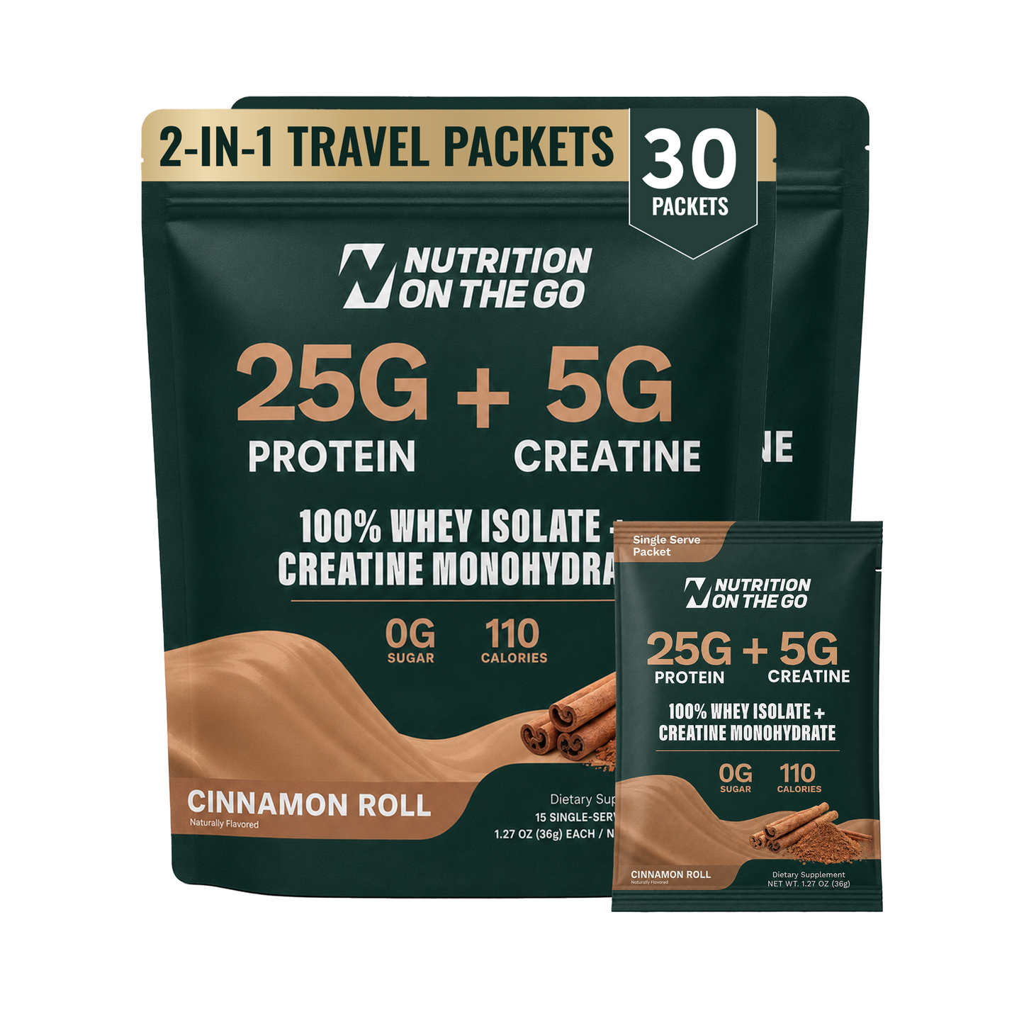 Sobres de viaje de Aislado de Proteína de Suero de Leche + Creatina 2 en 1