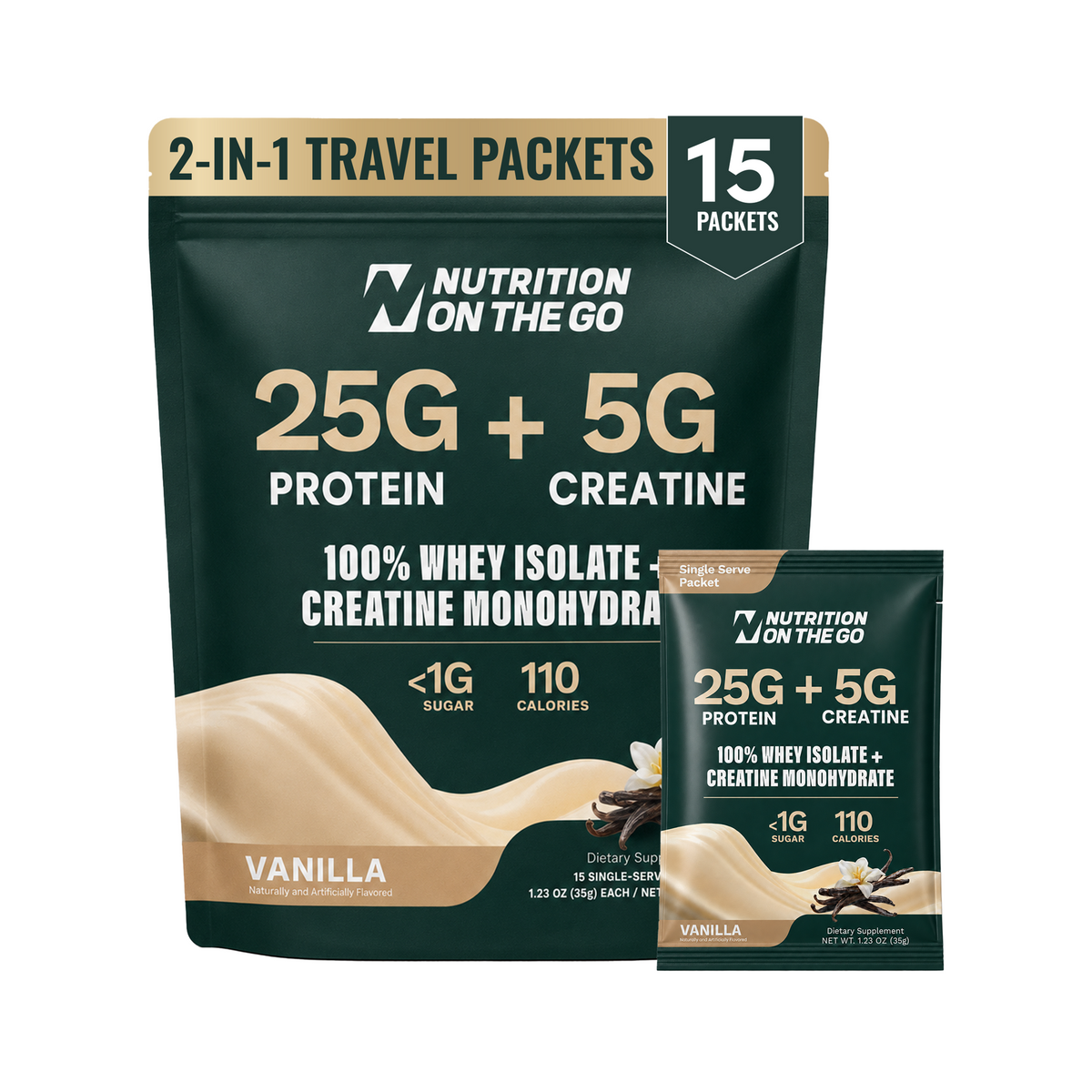 Sobres de viaje de Aislado de Proteína de Suero de Leche + Creatina 2 en 1