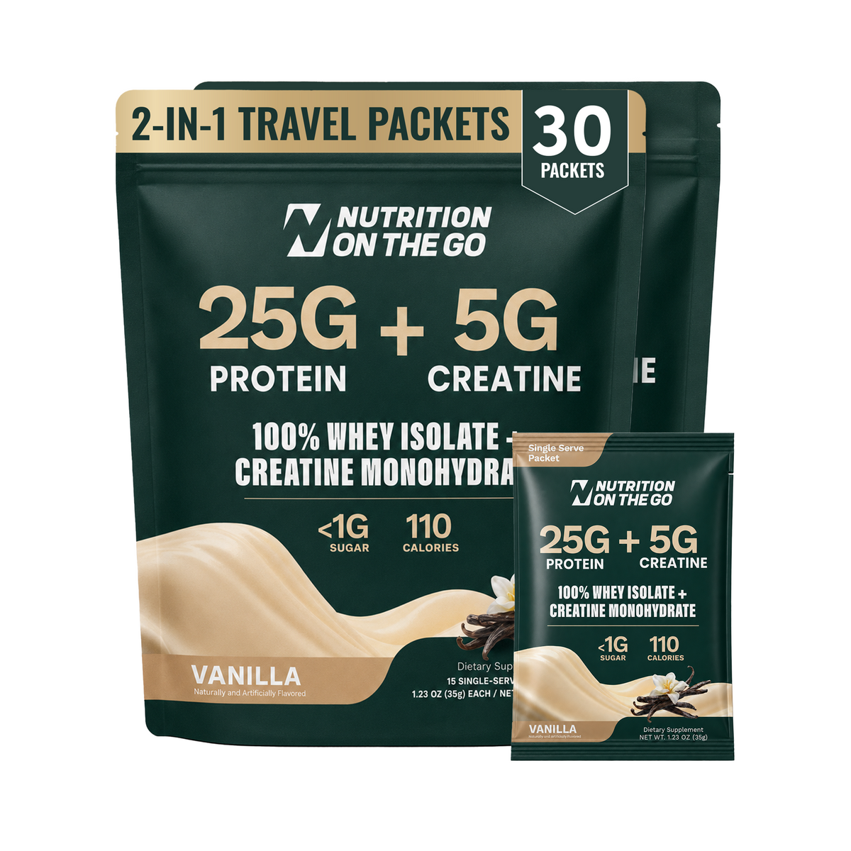 Sobres de viaje de Aislado de Proteína de Suero de Leche + Creatina 2 en 1