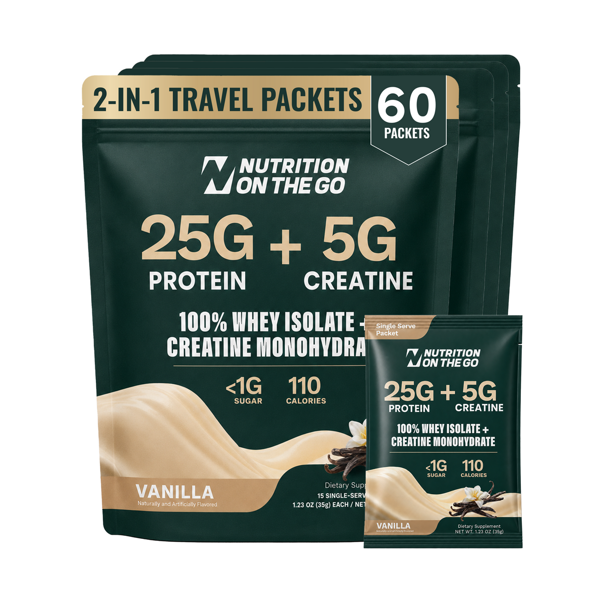 Sobres de viaje de Aislado de Proteína de Suero de Leche + Creatina 2 en 1