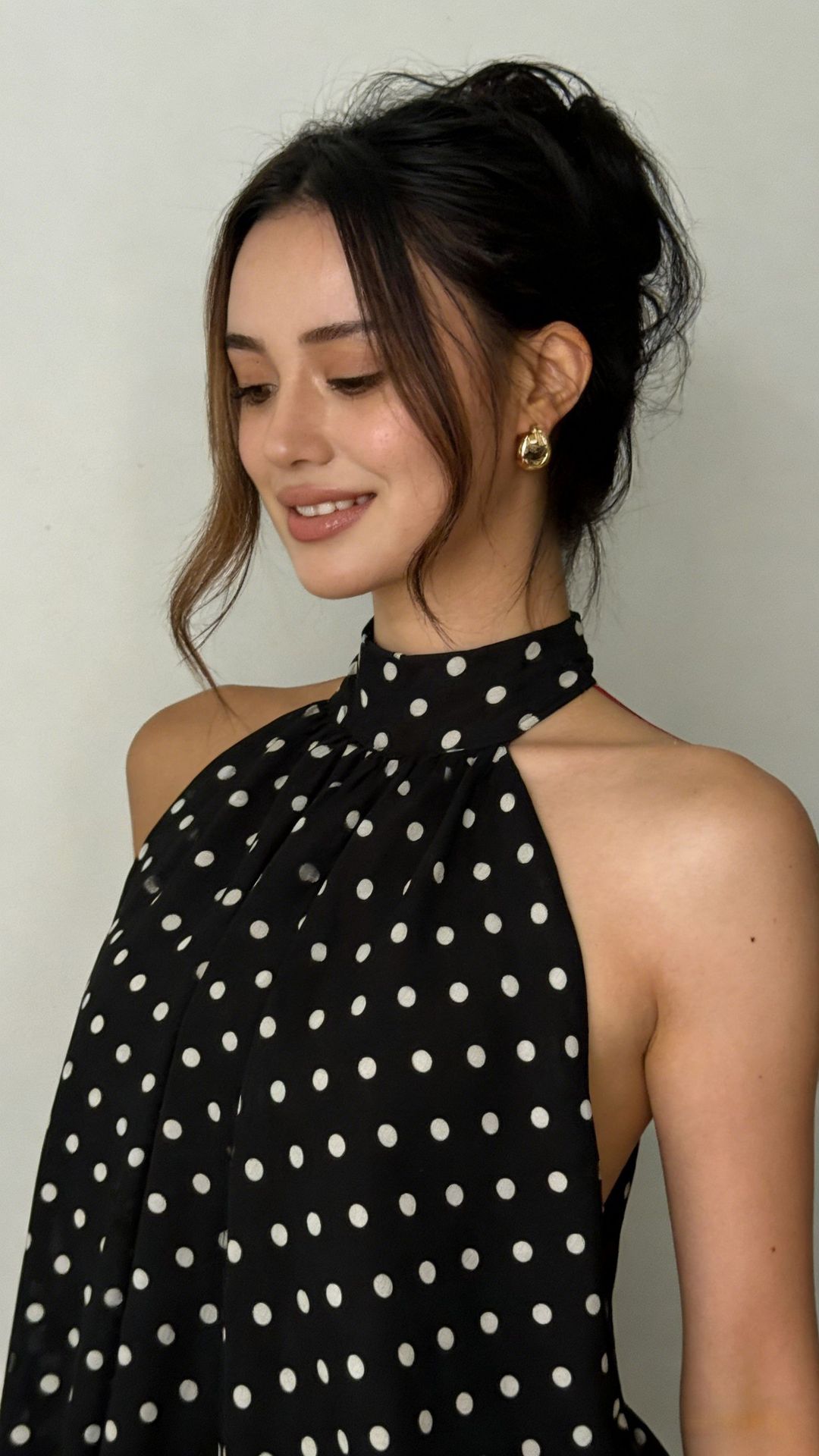 Women's Chiffon Halter Mini Dress – High-Waist Open-Back A-Line Dress