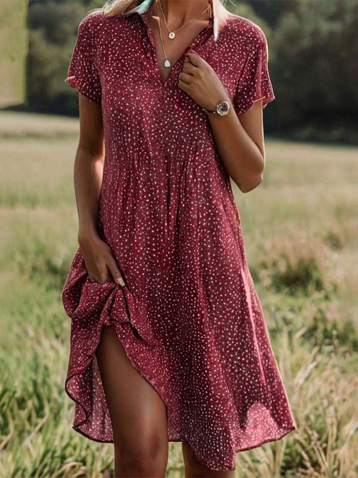 Ethnic Print Midi Dress – Scoop Neck Geometric Pattern Boho Dress