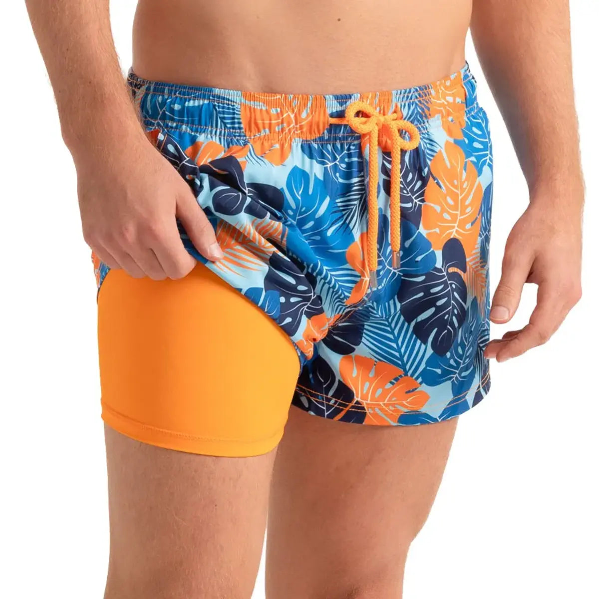 Men’s Premium Compression-Lined Hybrid Shorts – Blue Jungle
