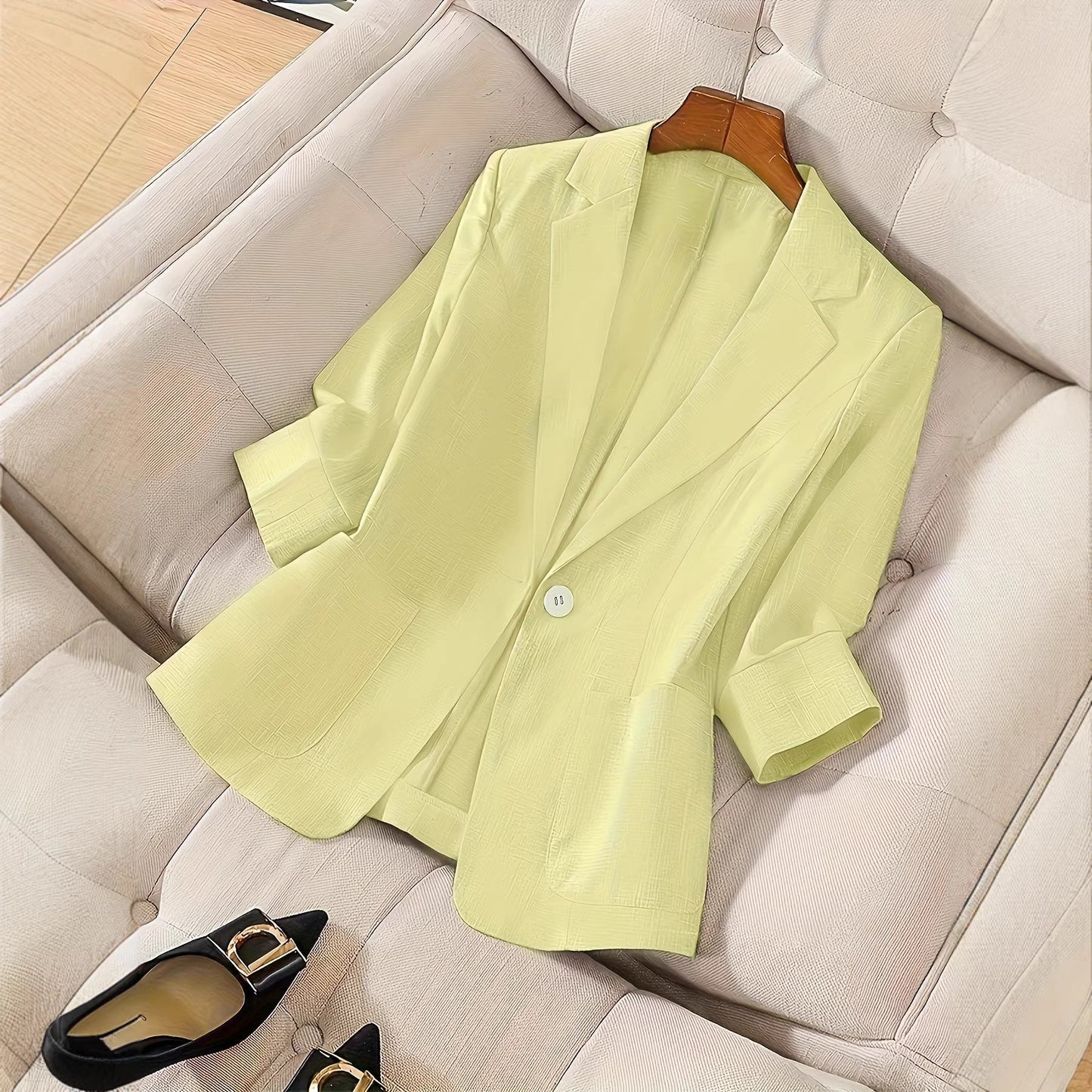 Women's Three-Quarter Sleeve Single-Button Casual Blazer