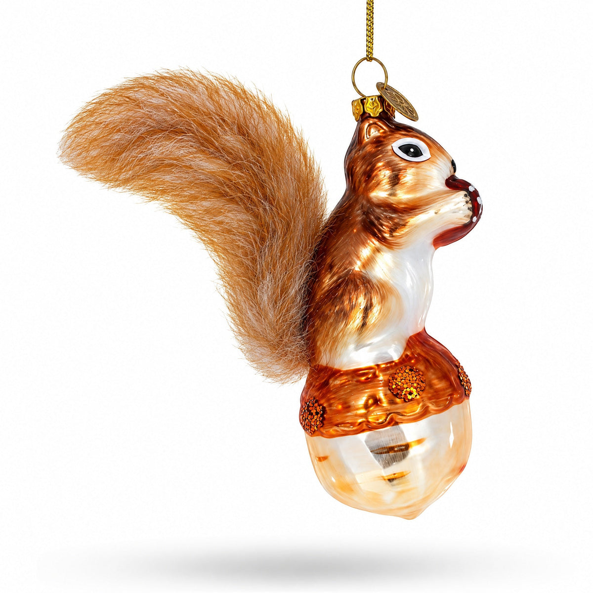 Ardilla en Bellota Adorno de Navidad de Cristal