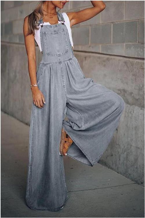 Women’s wide leg denim overalls
