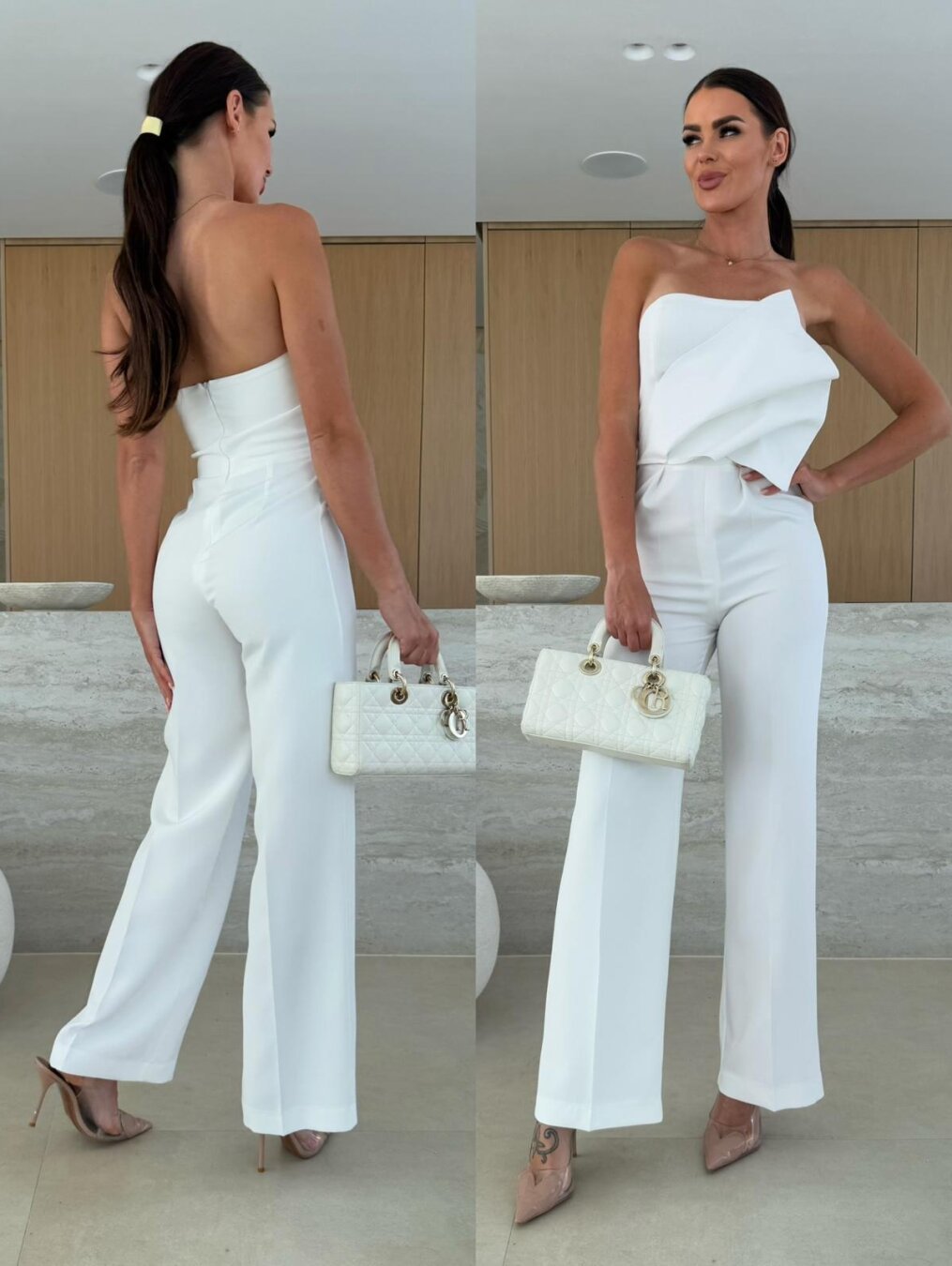 Candy-Colored Bodycon Halterneck Backless High-Waist Wide-Leg Jumpsuit