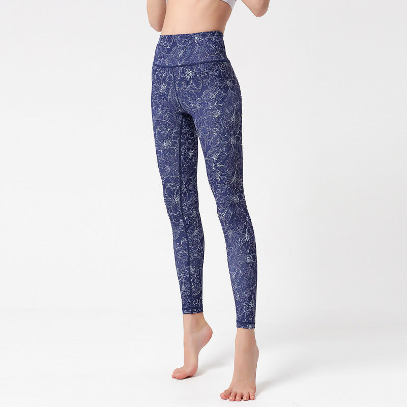 💜 Marble Print High-Waist Yoga Leggings – Sculpted Fit in Bold Purple