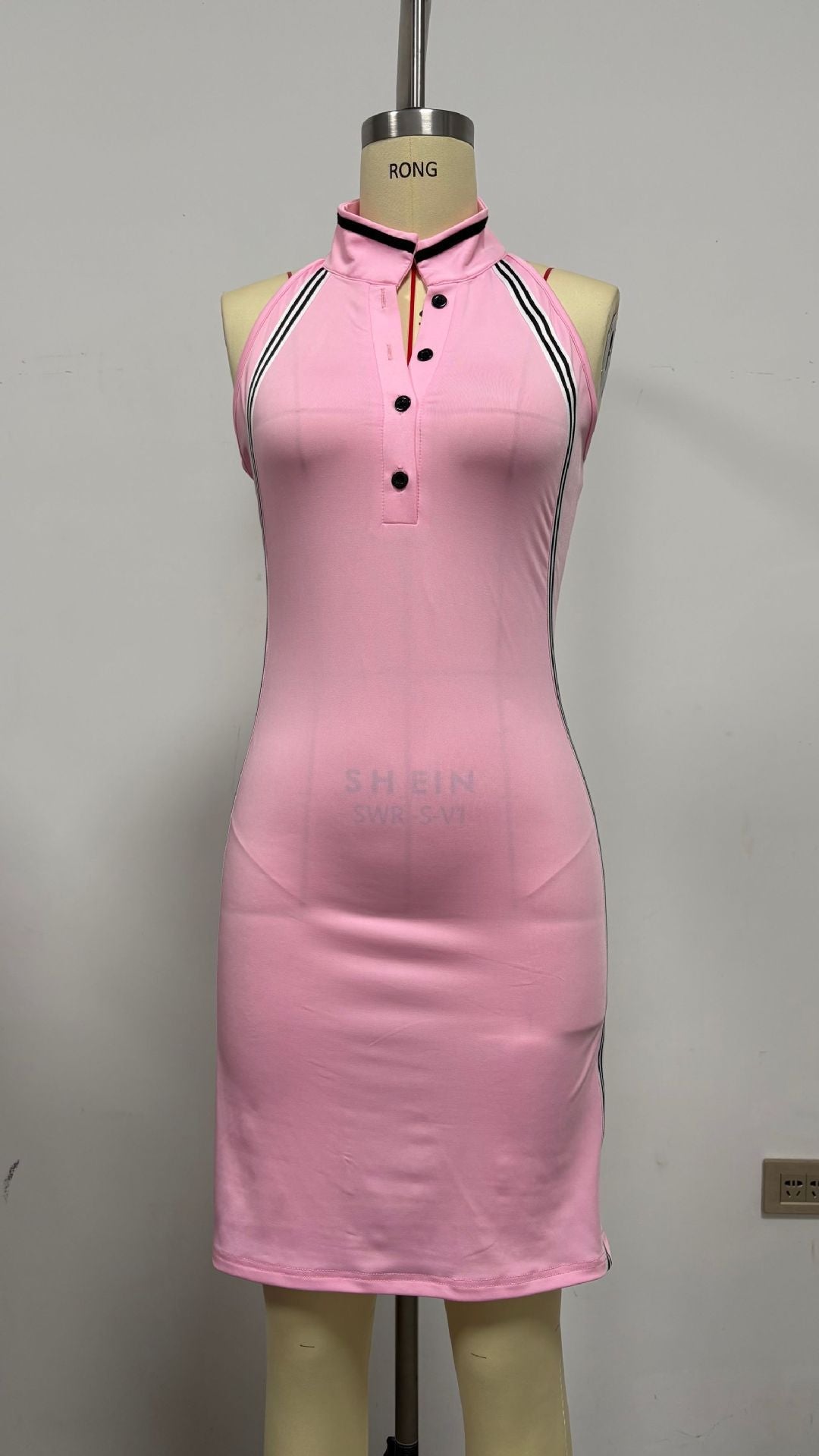 Women’s Sleeveless Button-Up Collar Shirt Dress